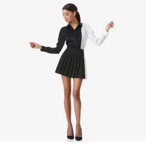 Alice + Olivia pleated black and white skirt (4)